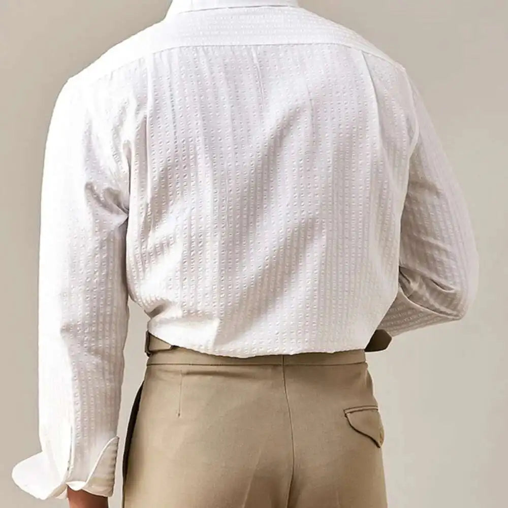 2025 Spring Shirts Men Dress Stripe Long Sleeve Shirt British Versatile Casual Cotton Shirt Fashion Man Camisa Social Masculina