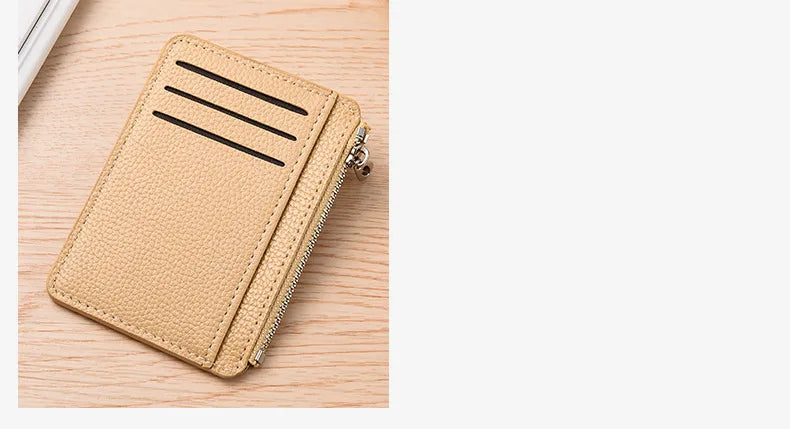 Slim Leather Wallet for Men Multi Slot Card Holder with Coin Pocket Black Brown Business Purse