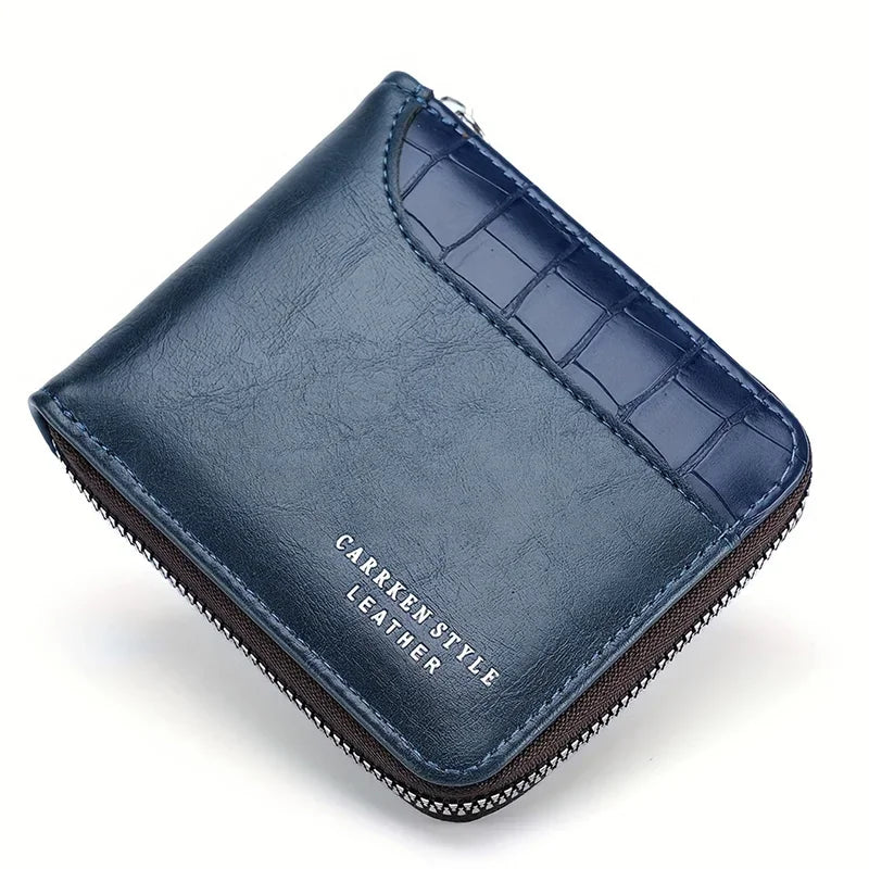 Leather Men's Wallet Luxury Mens Purse Male Zipper Card Holders With Coin Pocket Rfid Wallets Gifts For Men Money Bag