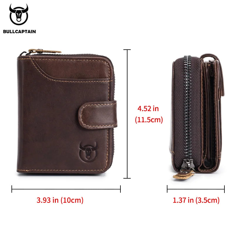 BULLCAPTAIN Business Men's Wallet Genuine Leather Wallet Multi-Function Business Card Holder Small Card Box Leather Purse Man