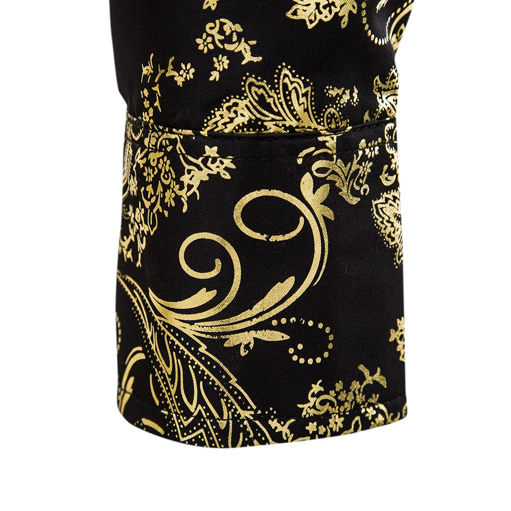 Men's Shirt Flower Printing Leisure Style Men's Long-Sleeved Top Stage Performance Wedding Dinner Party Holiday Gift Men's Shirt