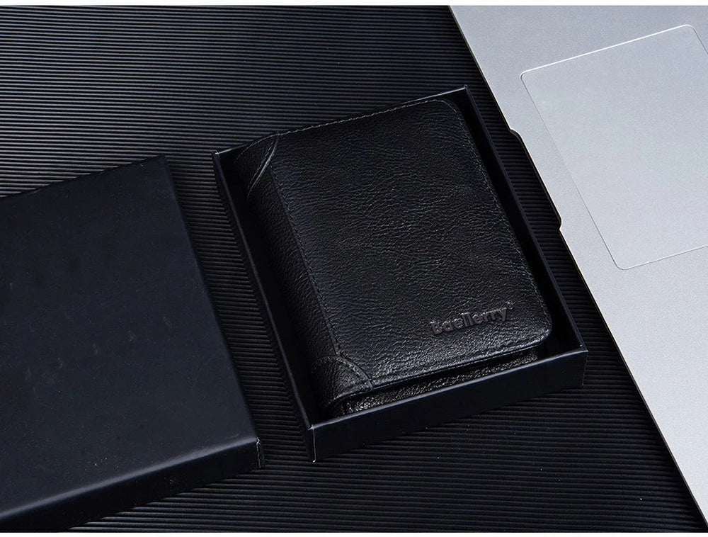 Vintage Leather Wallet for Men Baellerry RFiD Blocking Short Bifold Wallet with Zipper Closure and Coin Pocket Small Mens Purse