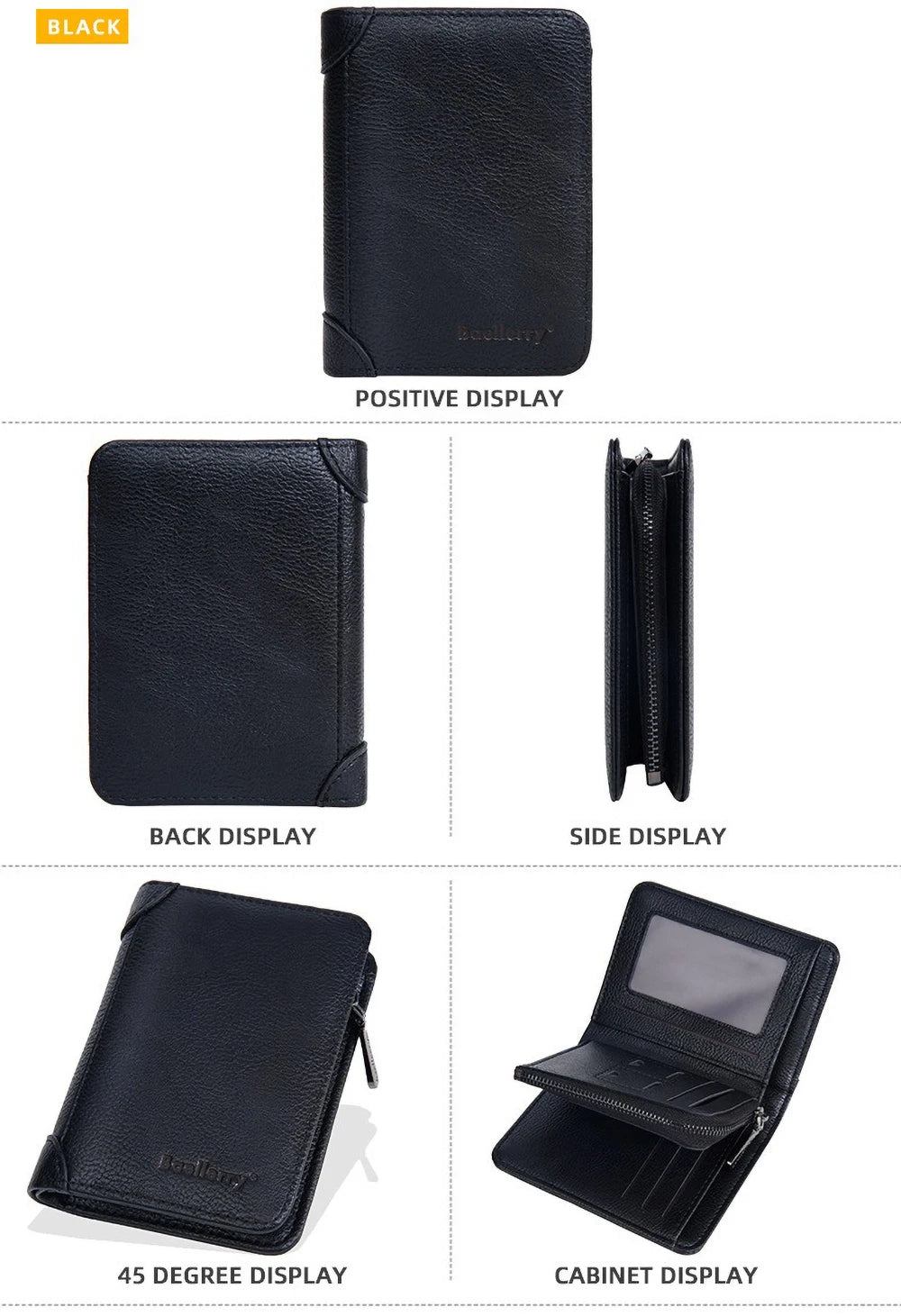 Vintage Leather Wallet for Men Baellerry RFiD Blocking Short Bifold Wallet with Zipper Closure and Coin Pocket Small Mens Purse