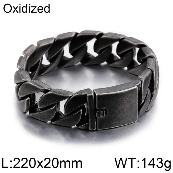 HAOYI Dropshipping 20mm Gold Color Bracelet Bangle Men's Heavy Chunky Link Chain Bracelet Fashion Jewelry Gifts
