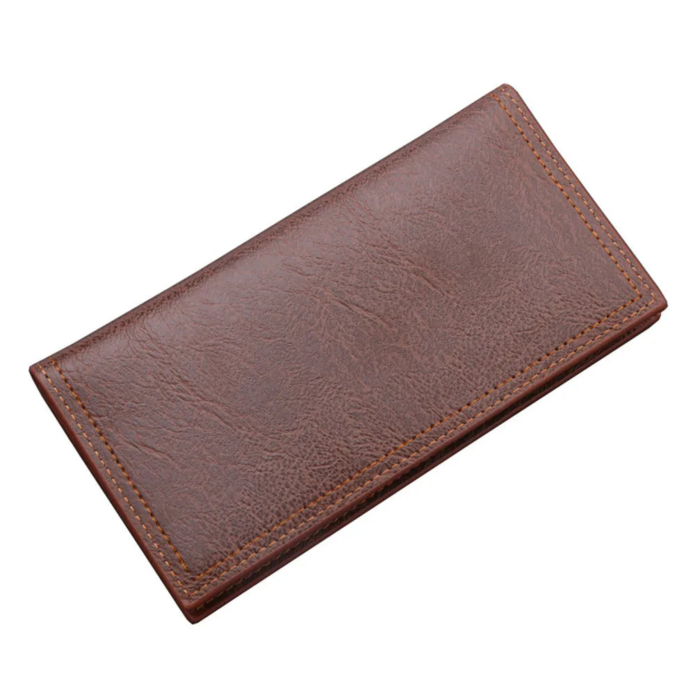 Fashion Men Wallets Long Pu Leather Vintage Thin Zipper Purse Man Credit Card Holder Brand High Quality Male Wallet Money Purses