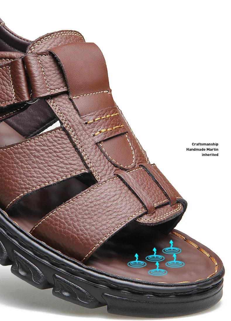 Men's Sandals Adjustable Solid Color Shoes Summer Casual Comfort with Durable Rubber Sole, Breathable PU for Outdoor Walking