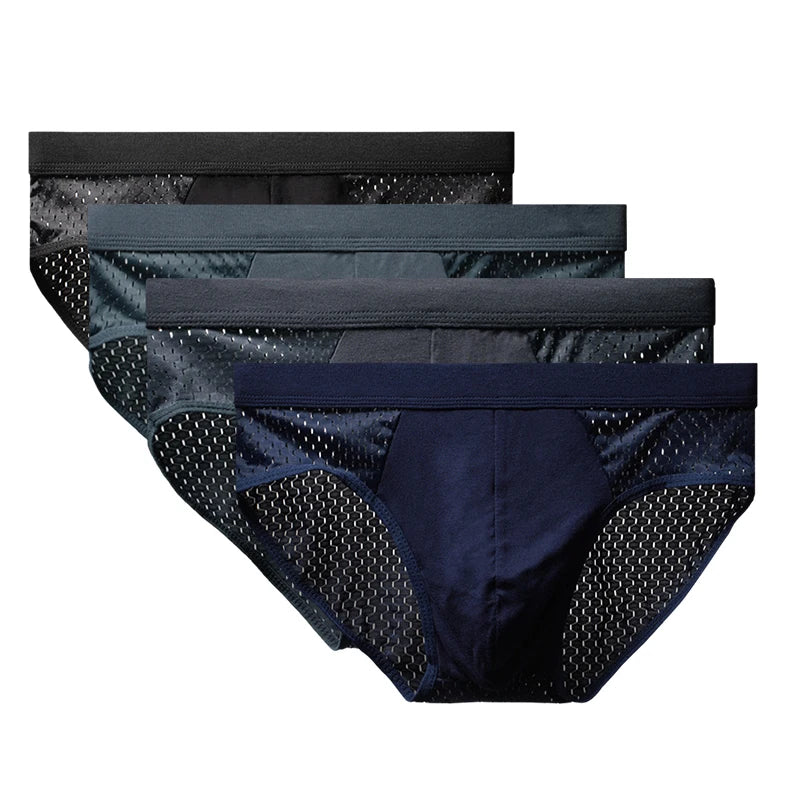 Men Underwear Male Thin Breathable Triangle Panties for Men's Ice Silk Briefs Mesh Sexy Square Corner Pants for men's Shorts