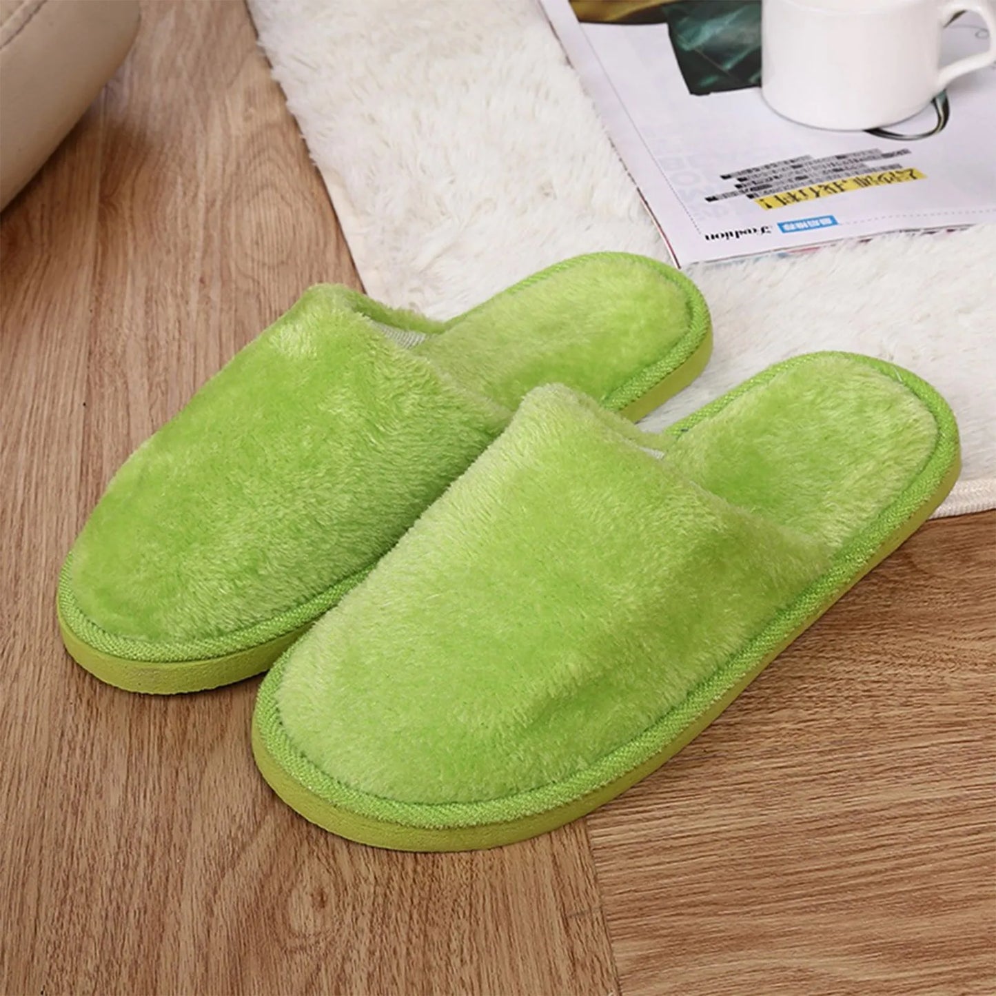 Men's Winter Slippers Warm Bedroom Plush Shoes Home Floor Soft Indoors Thin Velvet Solid Color Non Slip Half Drag Slipper