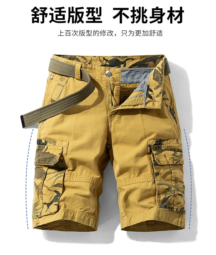 Summer Fashion Tooling Shorts for Men Casual Loose Cargo Shorts Outdoor Sport Pants Men Versatile Straight Cotton Short Trousers