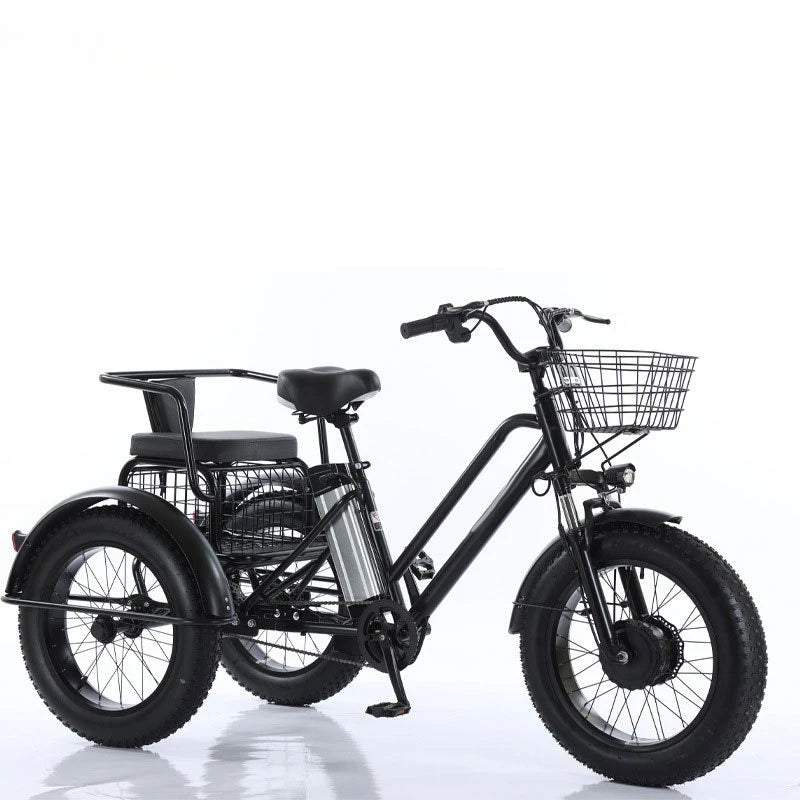 Double double seat snow tire wide fat tire power tricycle electric pedal cross-border car