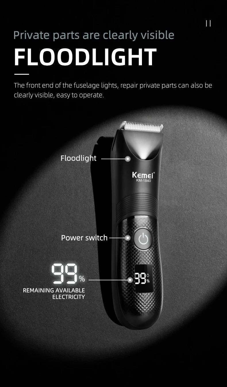 KEMEI Professional Hair Clippers for Men Waterproof Electric Hair Trimmer Set Rechargeable Barber Clippers with LCD Display