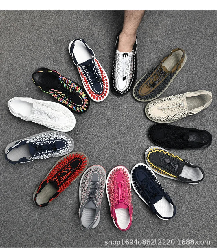 Men's Sandals Woven Casual Mens Beach Shoes 2025 New Comfortable Soft Men's Sandals Summer Casual Shoes for Men Sandalias Hombre