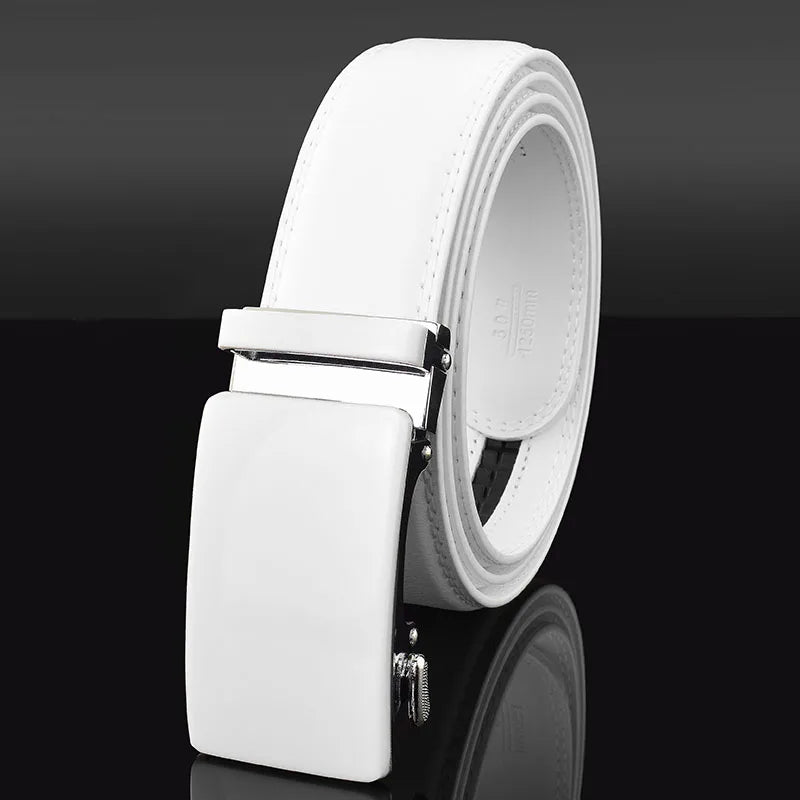 2024 Men Designer Belts High Quality White Luxury Brand Belt Automatic Buckl Cowskin Casual Business Waist Strap Ceinture Homme