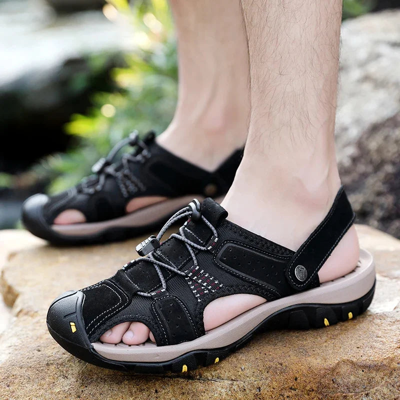 Genuine Leather Men Shoes 2023 Summer New Men's Beach Sandals Classic Men Outdoor Casual Sandals Slippers Plus Size 38-47