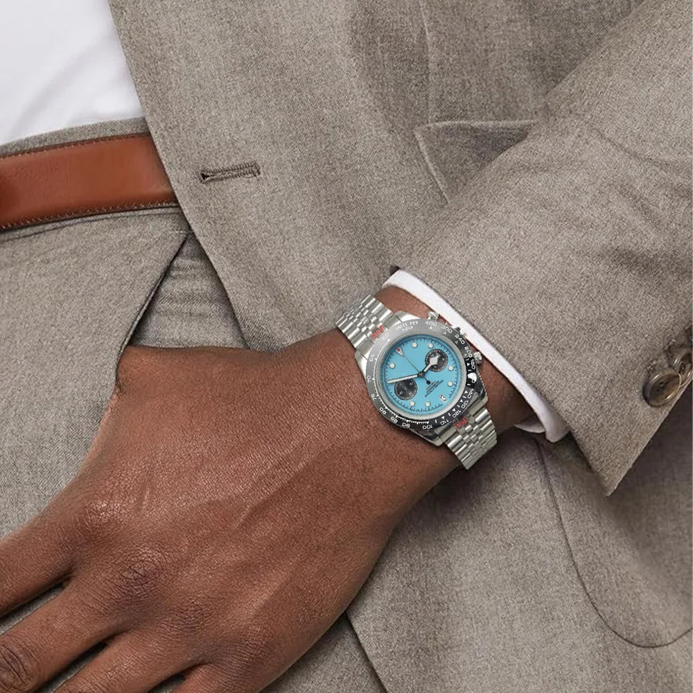 Men's watch 2025 new design vintage quartz watch 5ATM waterproof sports chronograph AR sapphire VK64 watch relogio masculino