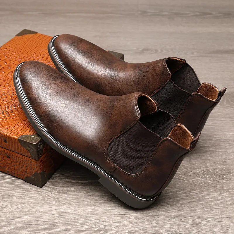 40~46 Men Chelsea Boots Brand Retro Comfortable 2024 Fashion Men Boots
