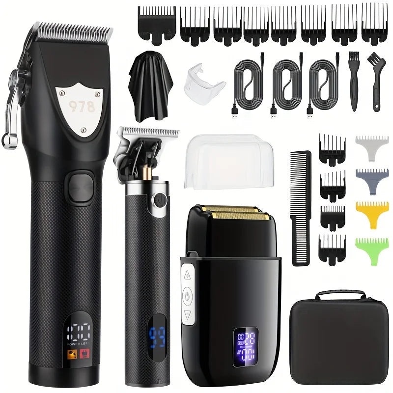 Professional hair clipper,men's hair clipper, beard hair clipper set, cordless electric shaver, men's shaver, hair clipper, T-