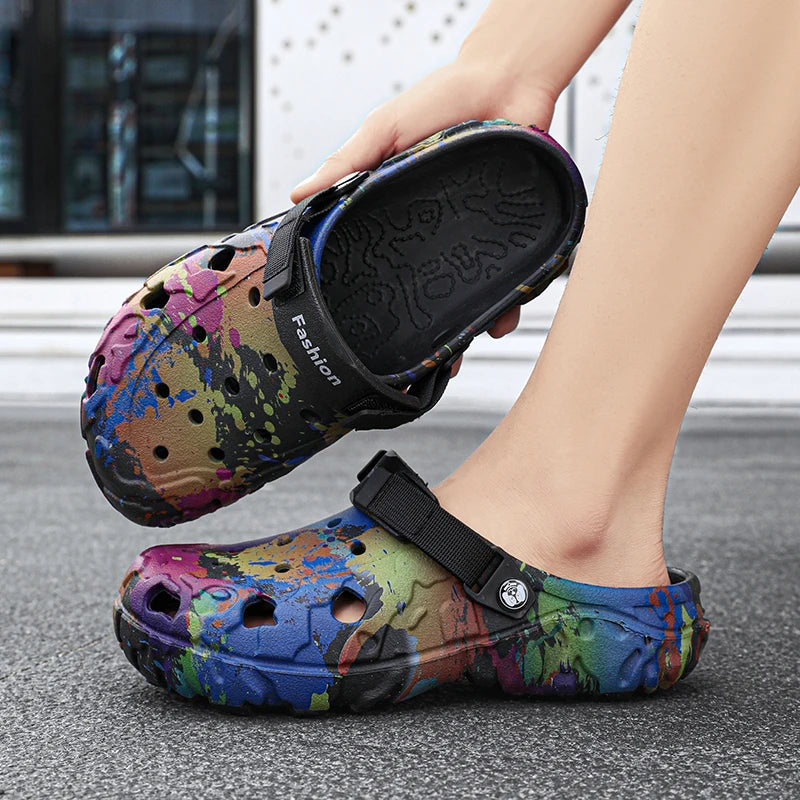 New men's slippers sandals men's garden shoes flat shoes camouflage sandals men's sports shoes outdoor activity floor home shoes
