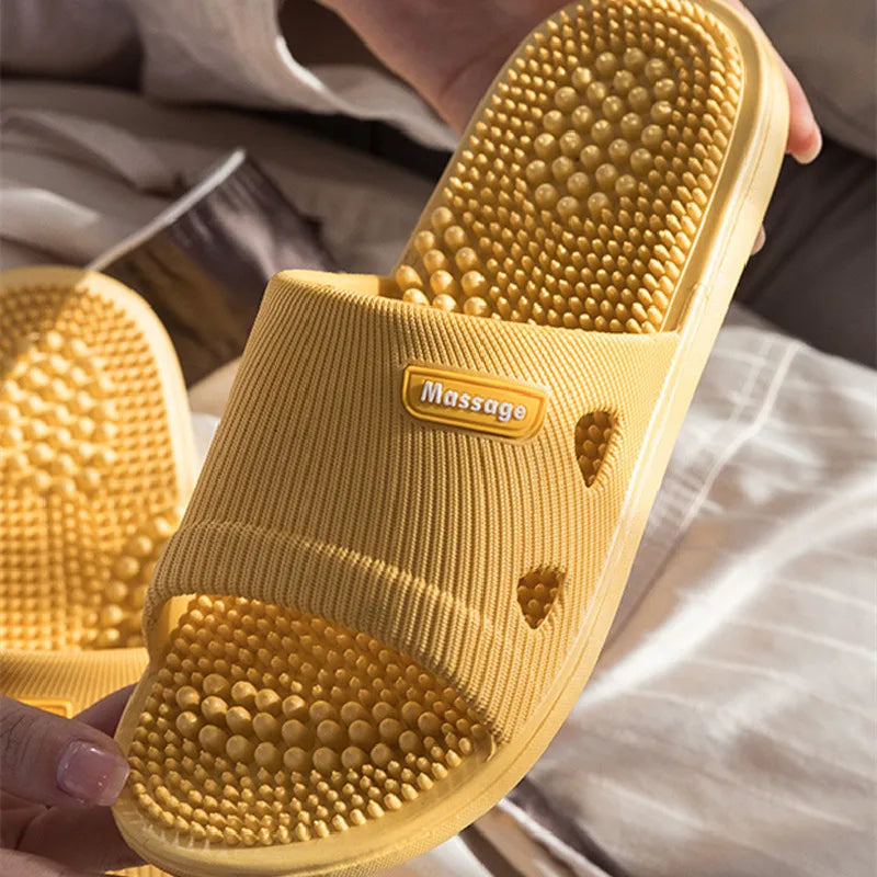 Women Men Foot Massage Slippers Indoor Bathroom Non-slip Soft Slides Comfort Flats Couples Home Relief Feet Health Care Shoes