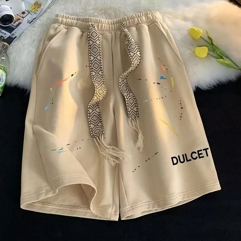 Men Shorts Casual Short Pants Oversize Size Beach Shorts Fashion Fun Letters Print Sports Shorts Five Points Shorts Drawstring