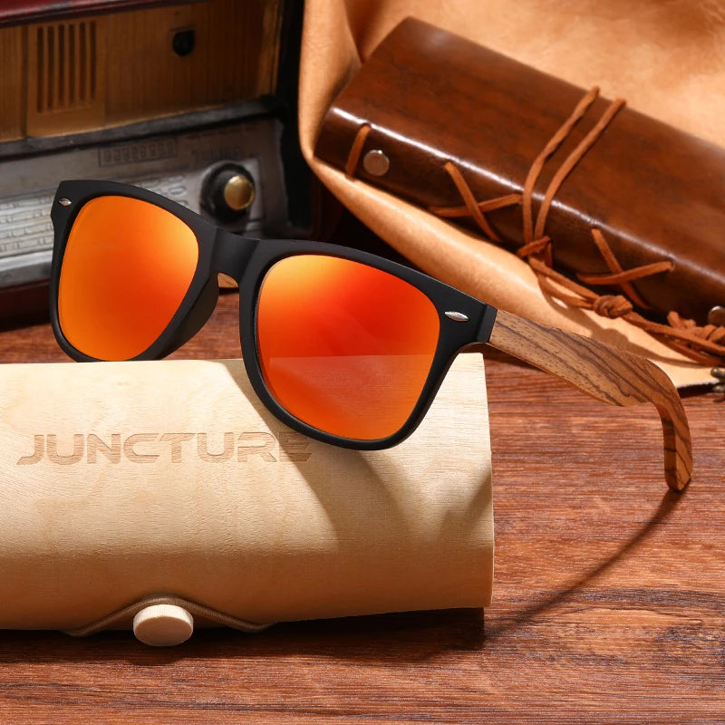 JUNCTURE Fashion Bamboo Wood Vintage Square Sunglasses Men Women Luxury Brand Designer Sun Glasses Wooden Driving UV400 Eyewear