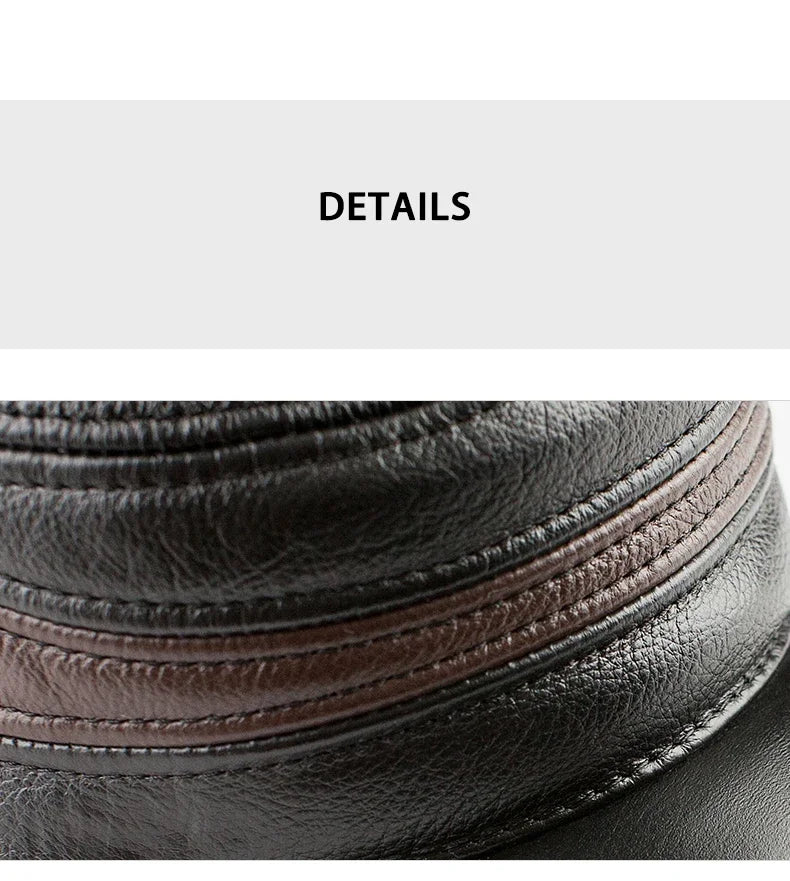 Adjustable Size Leather Baseball Cap Men's Winter Hat New Thicker Warm Cowhide Simple Fashion Male Bone Snapback Dad's Hats