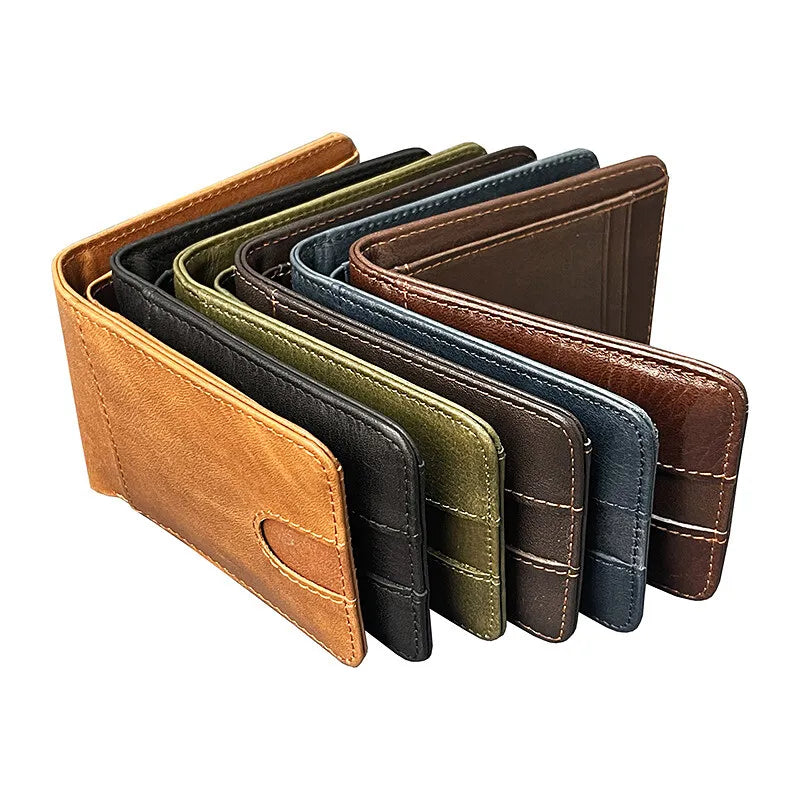 Durable Real Leather Wallets for Men Short Retro Rfid Small Purse Card Holder Simple Bifold Wallet Multiple Colors