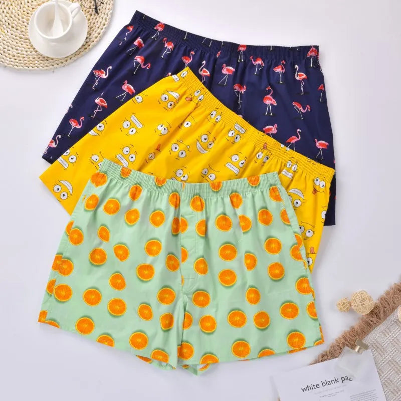 1PC 100% cotton men's underwear soft comfortable men's underwear men's shorts home loose elastic men's printed pants breathable