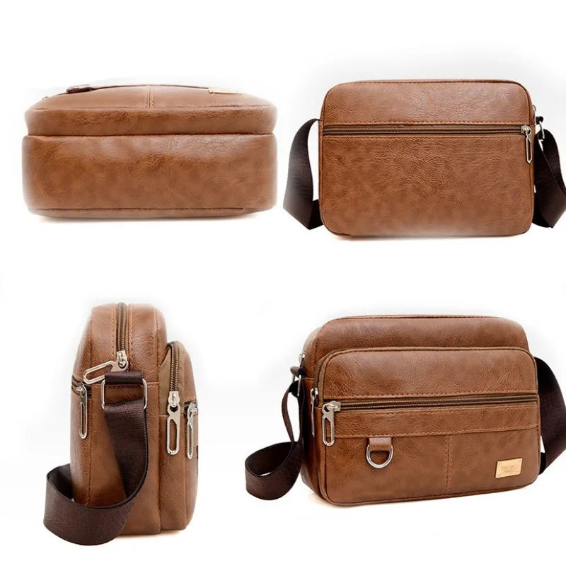Men's PU Leather Crossbody Shoulder Bags High quality Tote Fashion Business Man Messenger Bag  Leather Bags fanny pack