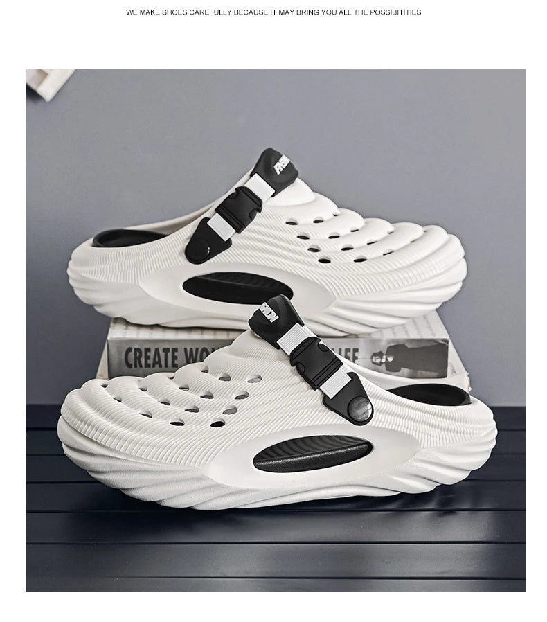 2025 New Men Massage Slippers Slides Indoor Outdoor Sandals Beach Casual Shoes Comfortable Sole Men's Slippers Big Size 40-45
