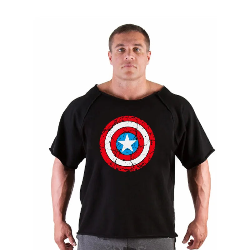 Men's T Shirts Fitness Men Bodybuilding  Shirt Batwing Sleeve Rag shirt Gym Fitness Muscle Running T shirt