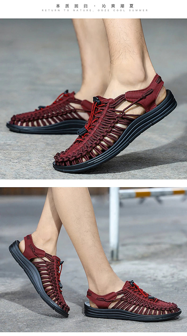 Men's braided casual outdoor sandals oversized sandals summer breathable oversized traceable shoes Roman sandals design Logo