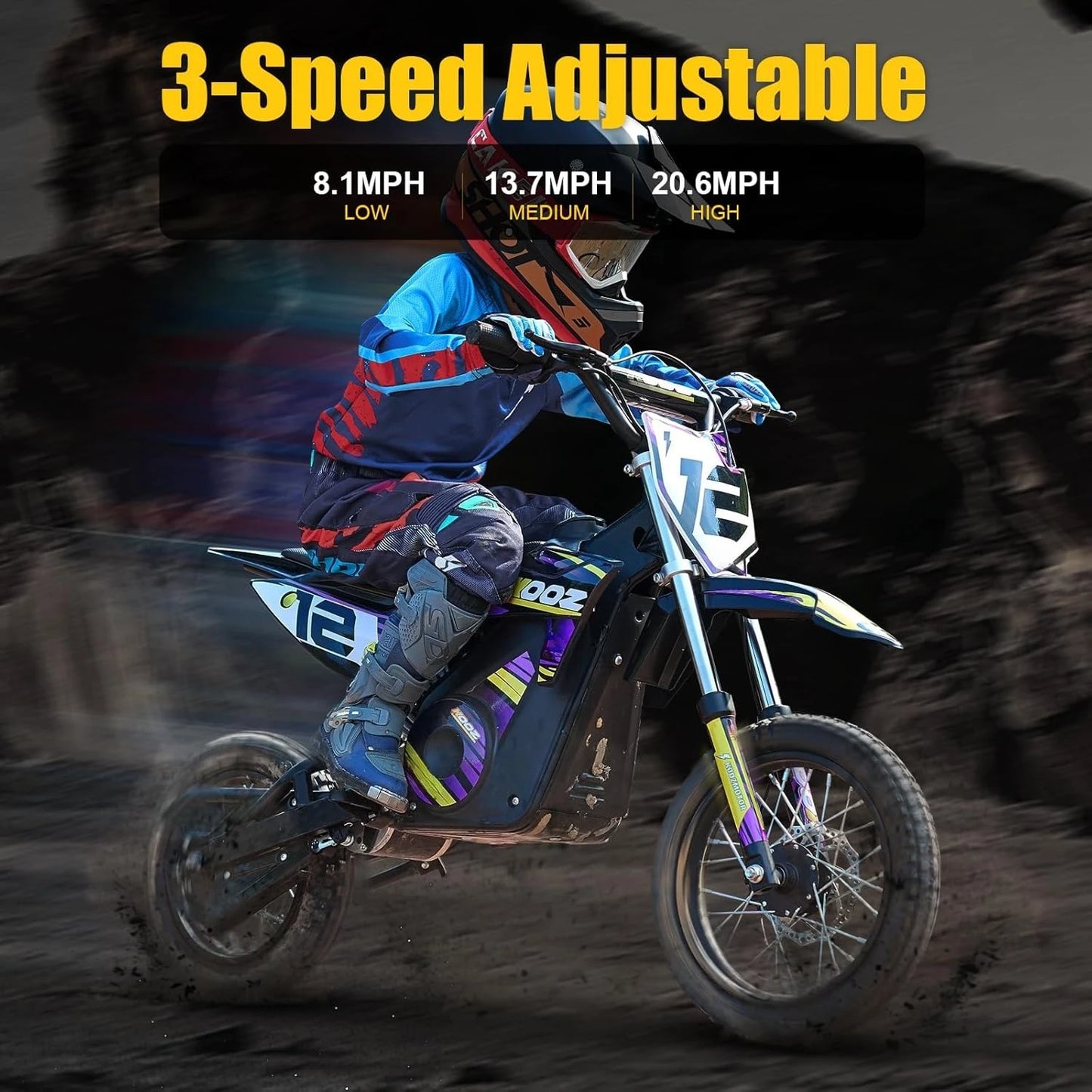 36V 1000W Electric Dirt Bike for Kids, 3 Speed Modes Teen Electric Motorcycle Up to 20.6 MPH& 19 Miles, Customized