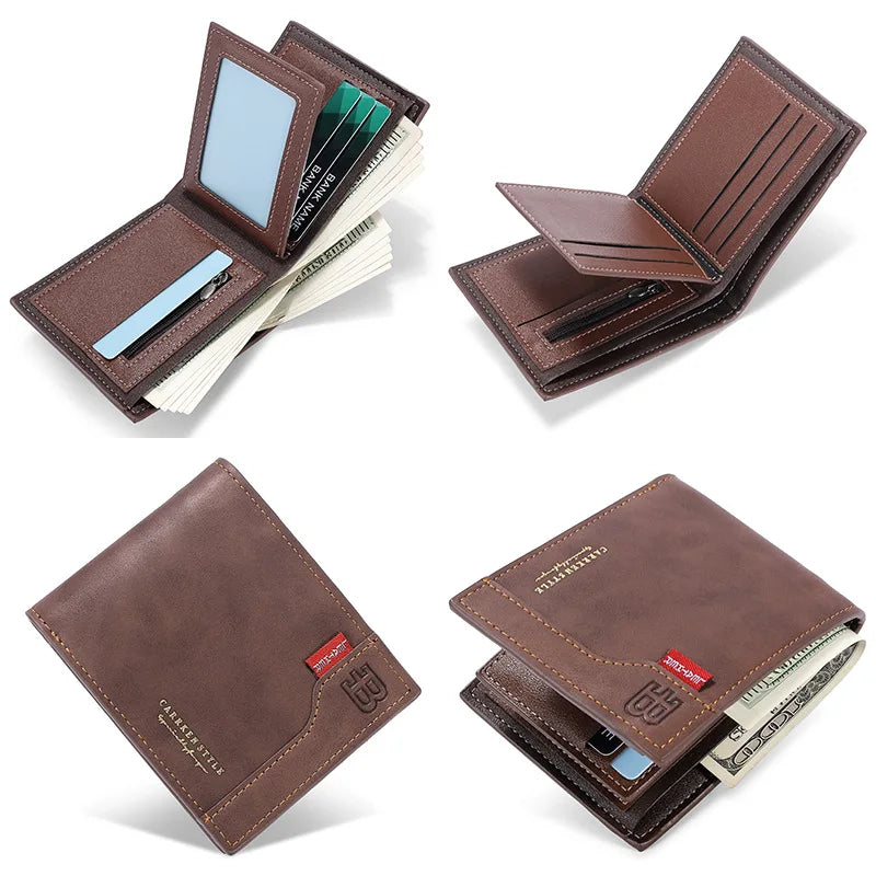 Men's Business Multi-function Short Wallet, Multi-card Wallet, Zipper Change Bag