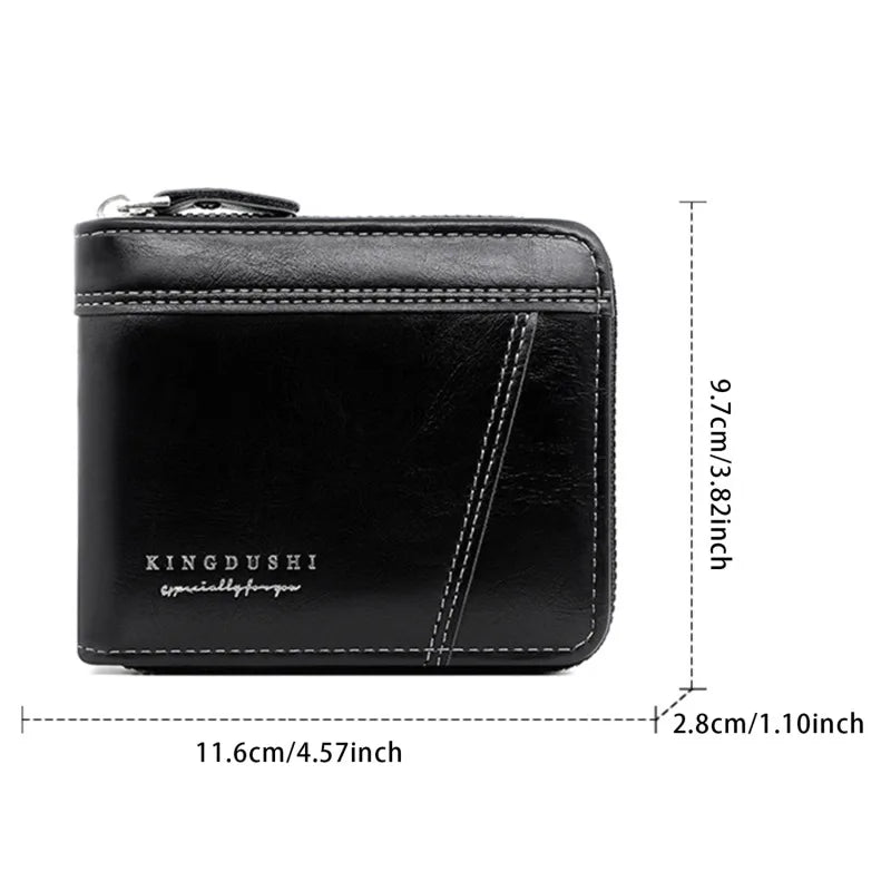 Leather Men’s Wallet Luxury Mens Purse Male Zipper Card Holders with Coin Pocket Rfid Wallets Gifts for Men Money Bag