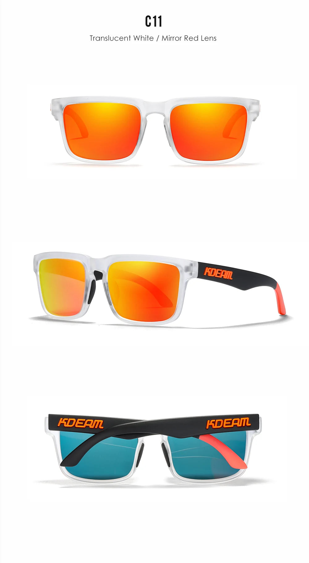 KDEAM Fishing Men's Sunglasses Polarized Classic Square Shades Unisex Size With Packaging