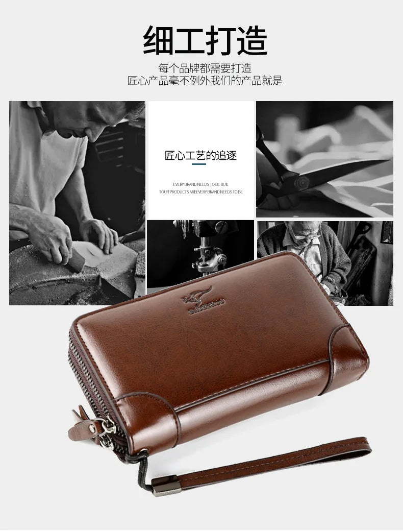 High Quality Pu Leather Wallet Men's Long Zipper Wallet for Men RFID Blocking Business Clutch Bag Credit Card Holder Man Purse