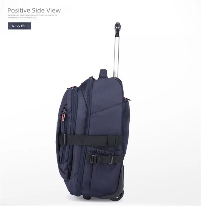 Airline Approved Carry On Backpack for Men Large Capacity Luggage with Telescopic Handle Durable Wheels TSA Friendly Travel Bag