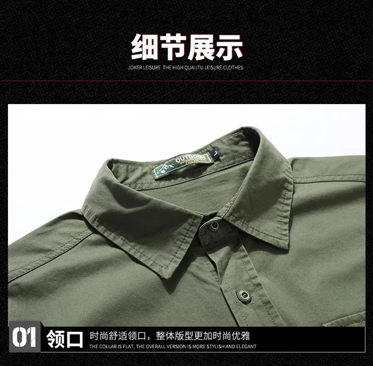 2025 new new men's long-sleeved shirt autumn and winter youth casual overalls fashion trend solid color shirt top