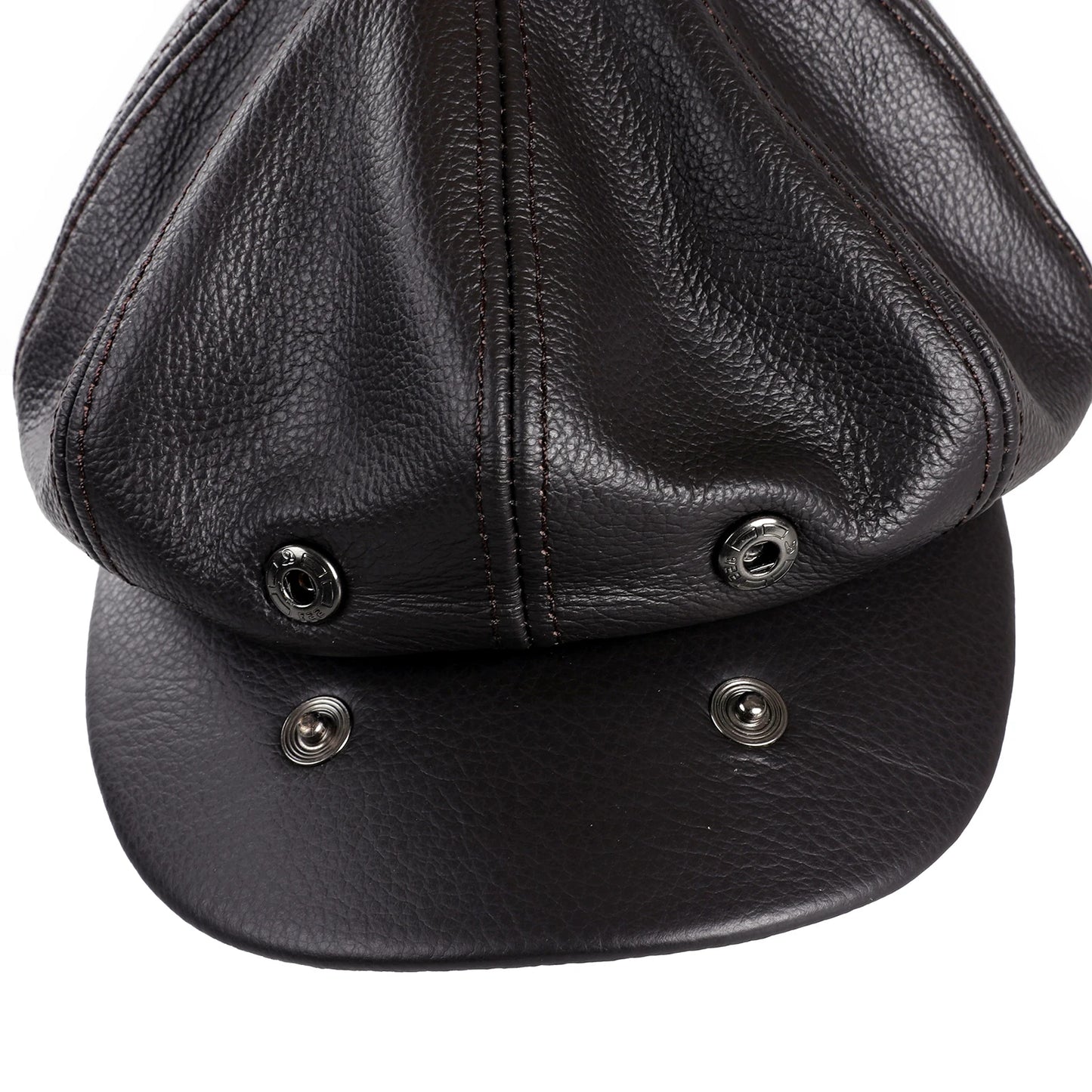 BOONJOVIA Men's Newsboy Flat Cap 100% Genuine Cowhide Leather Gatsby Ivy Golf Cabbie Driving Hat 8 Panels Classic Design