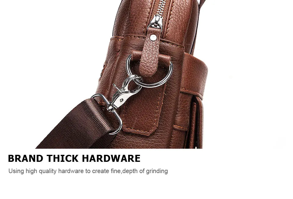 Durable Genuine Leather Bags for Men High Quality Business Crossbody Sling Bag for Work Outdoor Travel Male Messenger Packs
