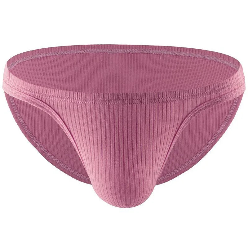 Men Ribbed Underwear Low Rise Bulge Pouch Briefs Soft Panties Male Breathable Underpants Man Comfortable Knickers Bikini Trunks