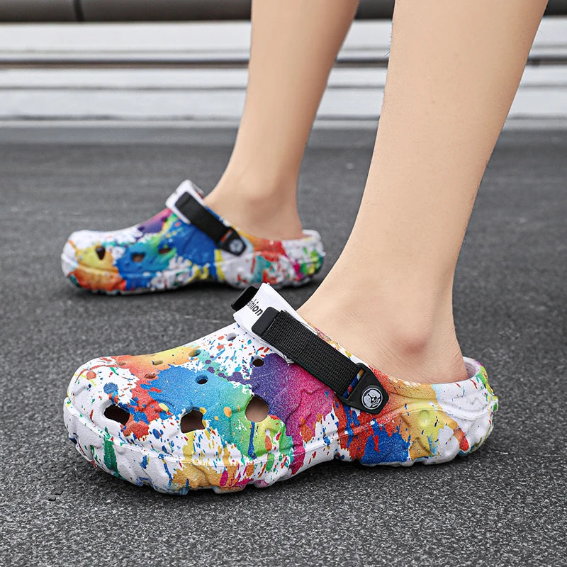 New men's slippers sandals men's garden shoes flat shoes camouflage sandals men's sports shoes outdoor activity floor home shoes