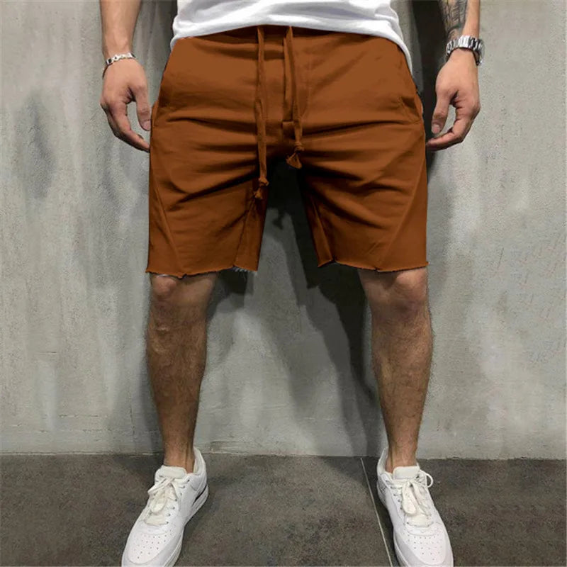 Men's Summer Casual Shorts Male Gym Fitness Sports Quick Dry Ragged Cutoff Training Hip Hop Running Loose Basketball Short Pants