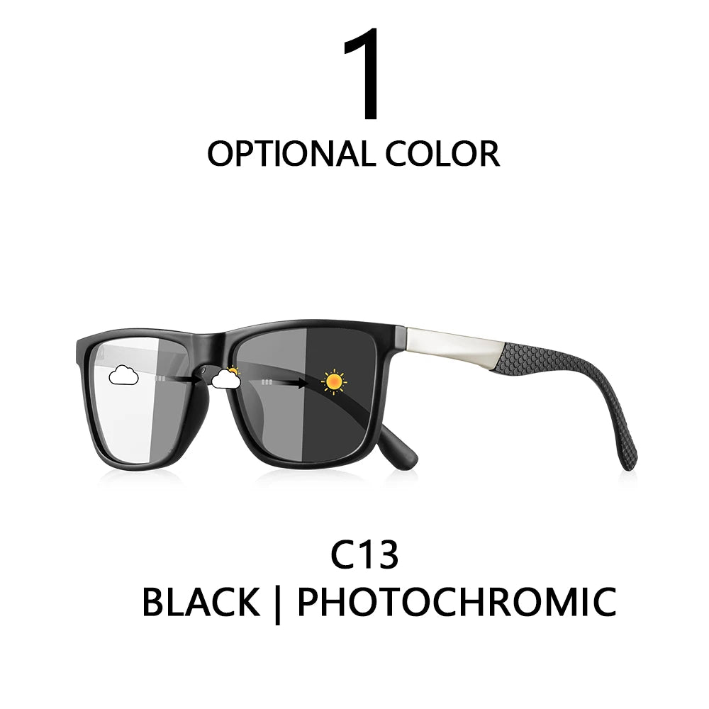 Photochromic Sunglasses For Men Women Square Casual Trendy Fashion Fishing Climbing Outdoor Sunshine Glasses UV400 Shade