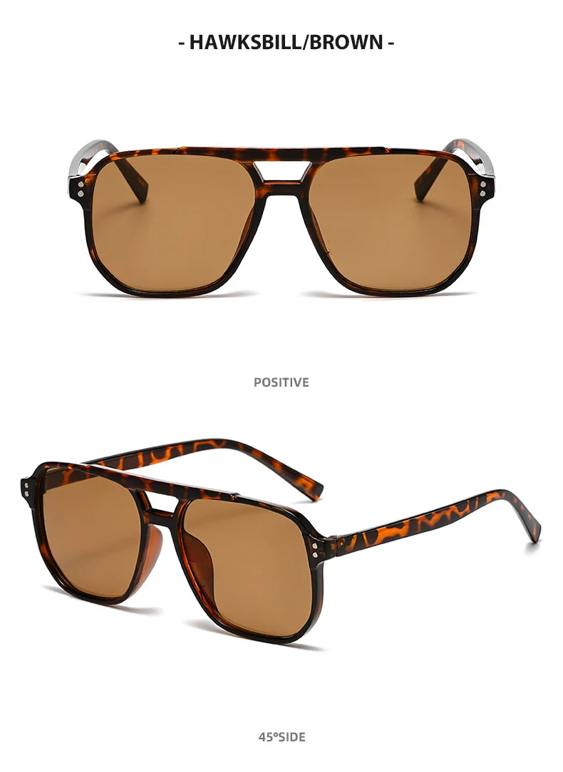 6pcs Combination Fashion Rivet Double Beam Men's Sunglasses Pilot Sun Glasses Cross-border Riding Driving