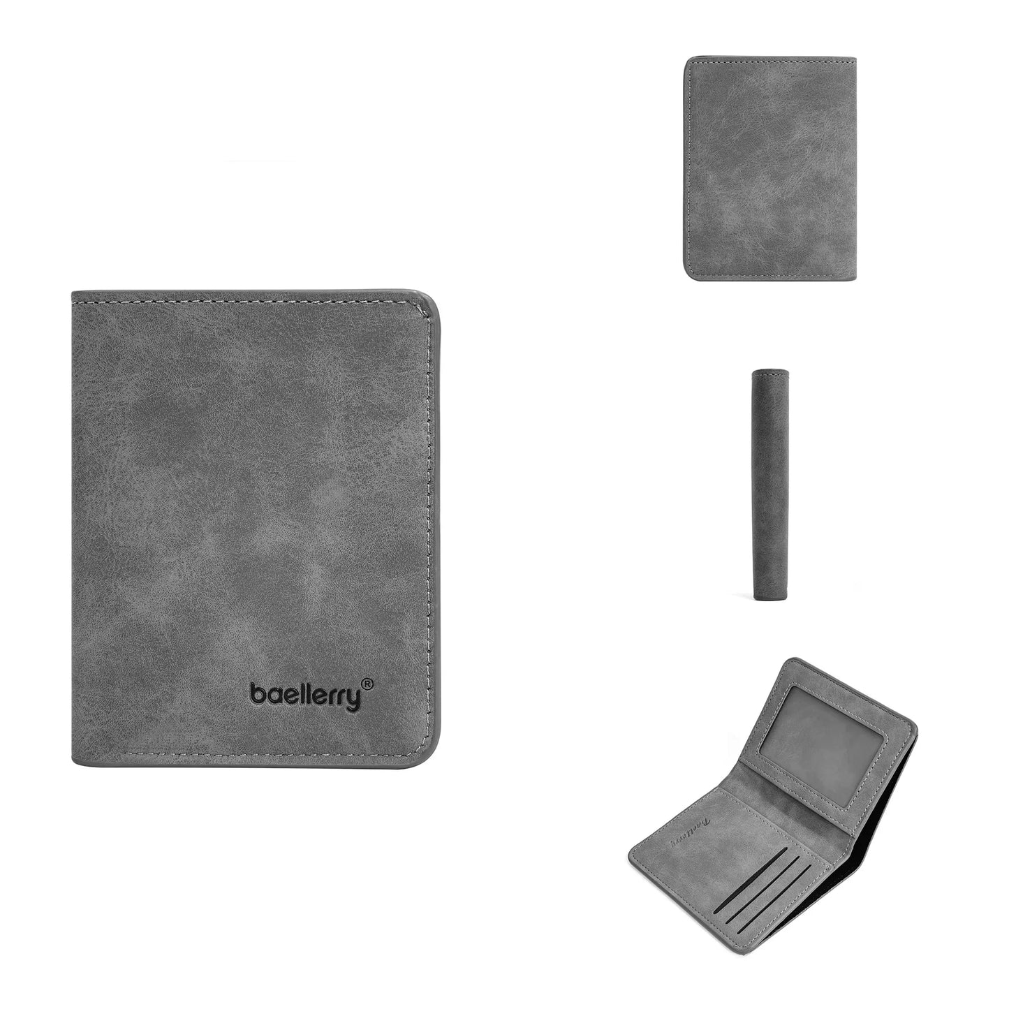 Men's Wallet Slim Sanded Leather Multi Card Holder Minimalist Casual Business Wallet for Men Compact Multi Function Short Wallet