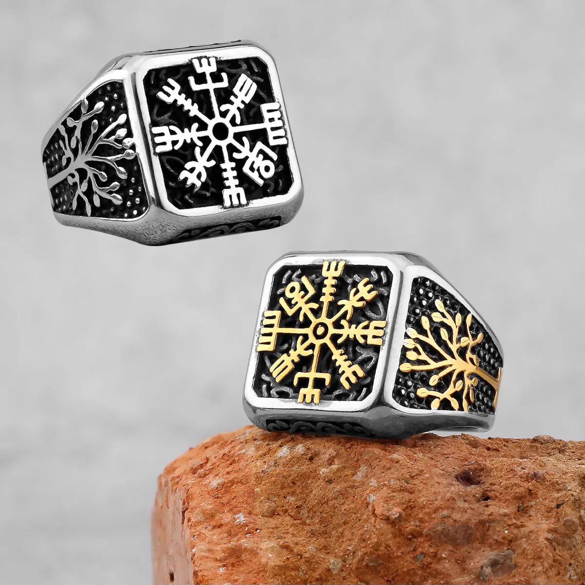 Vintage Stainless Steel Viking Amulet Ring Norse Compass Runes Men and Women Rings Teens Multi Style Jewelry Boyfriend Gift