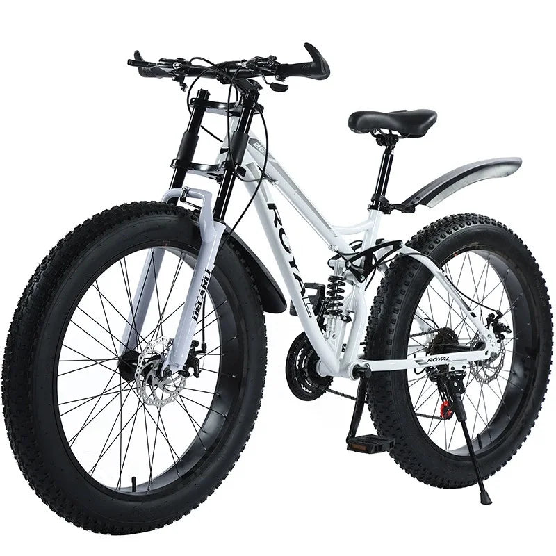 New Full Suspension Fork 26 Inch 21 Speed Disc Brakes Spoke Wheel Mountain Bike Adult Large Tire Off-Road Bike
