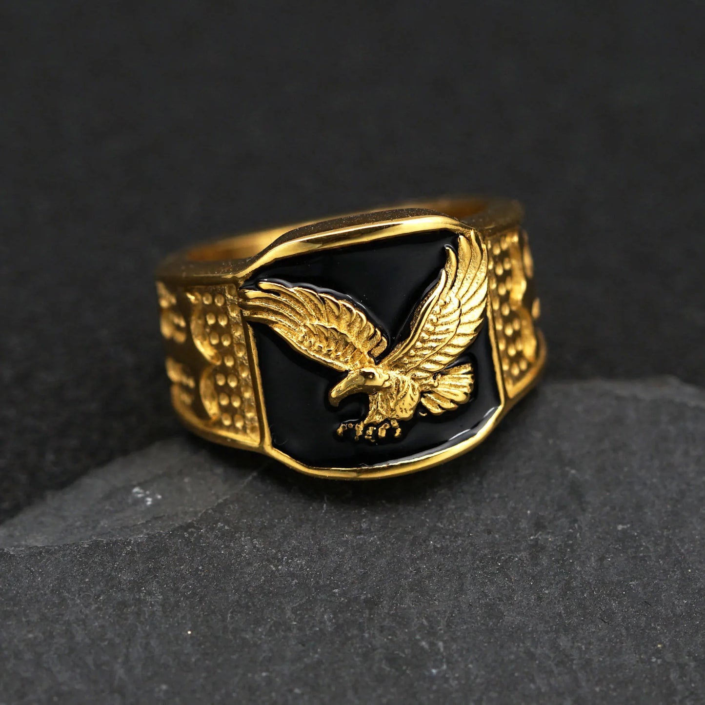 Domineering gold color stainless steel Eagle Rings for Men Classic Ring Hip Hop Rock Party Jewelry Gift